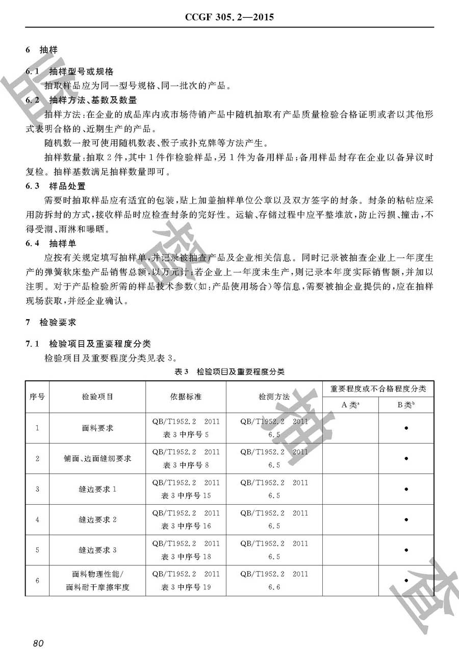 弹簧软床垫产品质量监督抽查实施规范