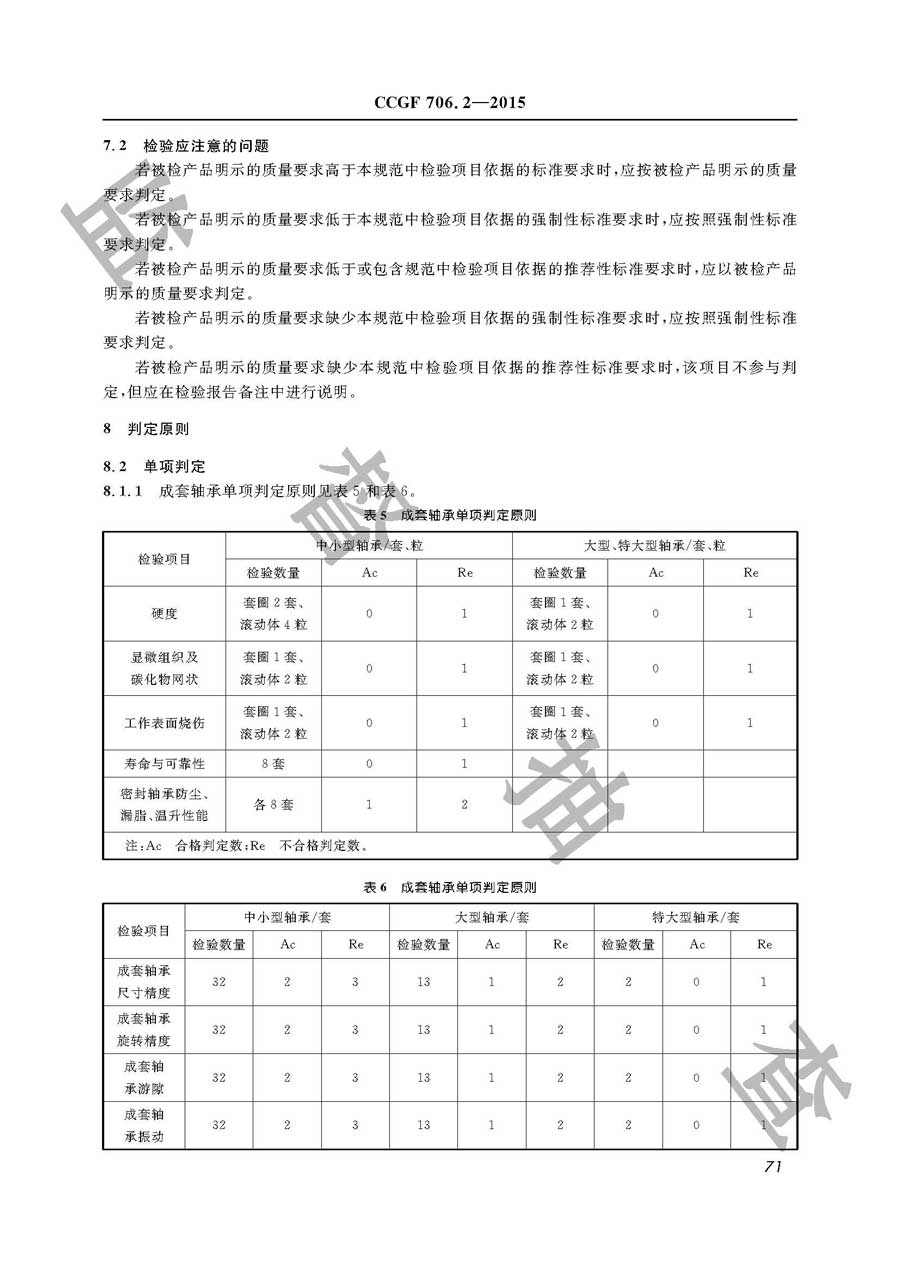 轴承产品质量监督抽查实施规范